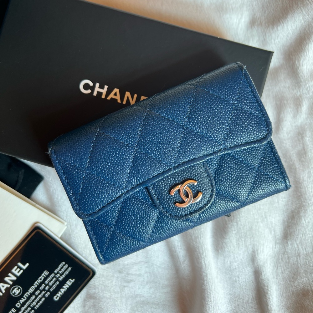 Chanel Caviar Leather Quilted Flap Card Holder Wallet